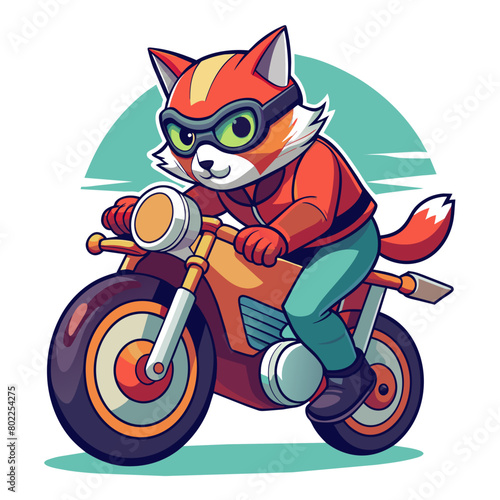 cool cat on a motorbike, leaning back against the seat with one paw on the throttle and a nonchalant gaze as it speeds down the road