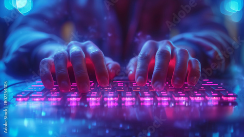 keyboard neon ligth photo
