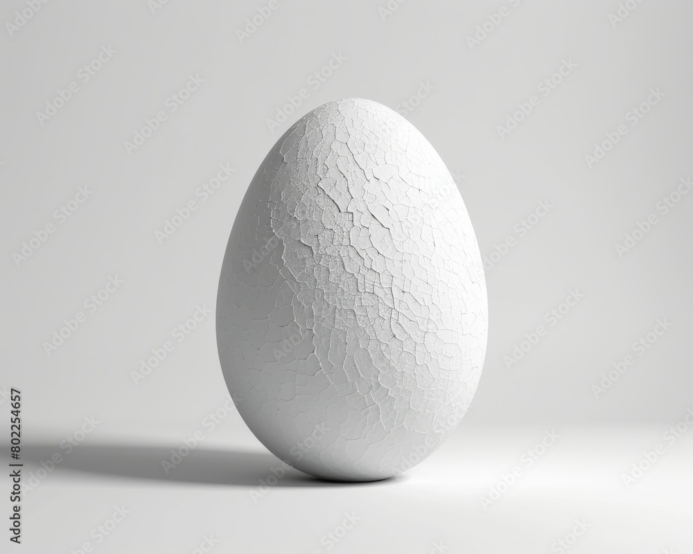 A white egg with realistic texture and lighting on a white background. A white egg with realistic texture and lighting on a white background.