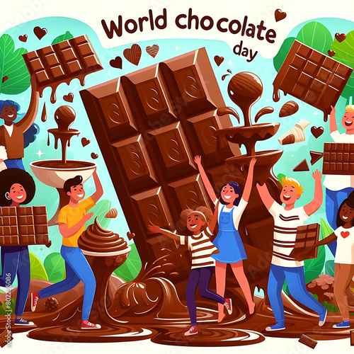 world chocolate day illustration with chocolate sweets photo