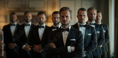 Sophisticated, Elegant Men in Black Tuxedos at a Luxurious Event
