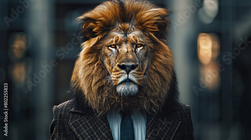 Lion in suit and tie is ready to make your business roar