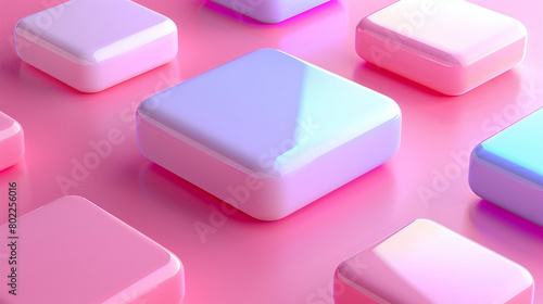 Pink pastel cubes on pink background. 3d rendering