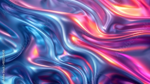 Iridescent Holographic Foil Metallic Texture with UV Waves - Abstract Fluid Ripples on Liquid Metal Surface with Esoteric Aura Spectrum and Bright Hue Colors for Wavy Wallpaper Background