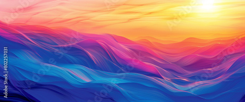 Behold the kinetic energy of a sunrise gradient spectacle radiating with vibrancy  as bold colors fuse into rich hues  igniting a dynamic space for graphic enhancement.