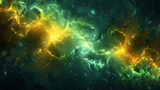 Ethereal cosmic dance of yellow-green neon lights in space