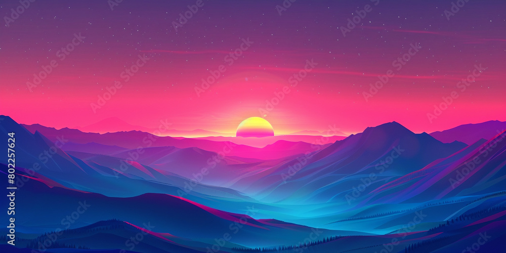 Behold the enchanting beauty of a sunrise gradient animation, where vibrant colors seamlessly blend into deeper shades, creating a mesmerizing visual journey for the viewer.