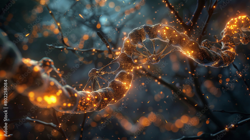 The image is showing the beauty of a neuron. The blue background with orange and yellow highlights makes the image very attractive. The image is showing the beauty of a neuron. The blue background with orange and yellow highlights makes the image very attractive.