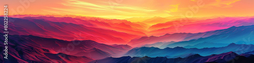 Behold the enchanting allure of a sunrise gradient vista  where bold colors meld with rich hues  painting a breathtaking panorama that ignites the imagination.
