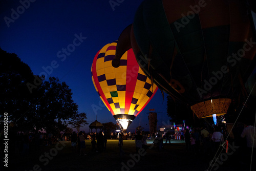 Hot air balloon glow at night