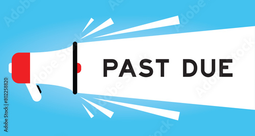 Color megaphone icon with word past due in white banner on blue background
