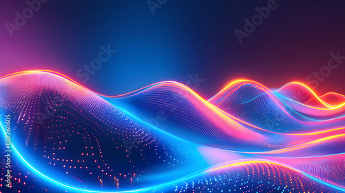 Big Neon Wave Background. Generative AI.