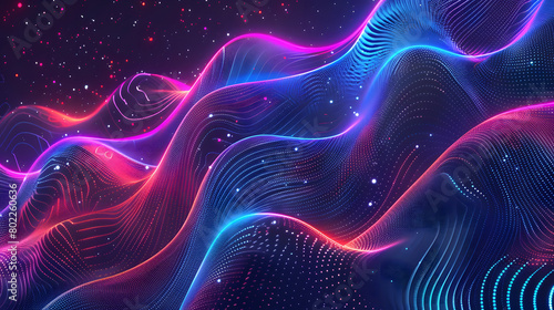 Big Neon Wave Background. Generative AI.