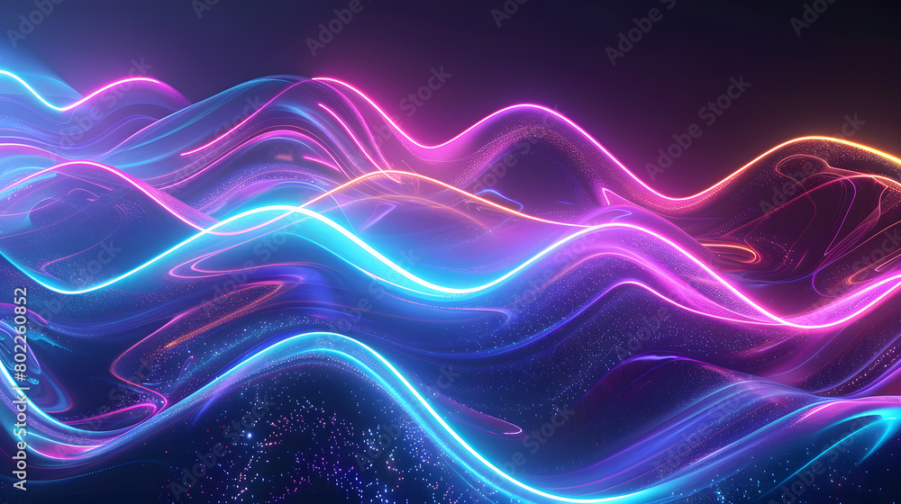 Big Neon Wave Background. Generative AI. Big Neon Wave Background. Generative AI.