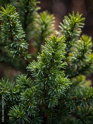 a macro view of lush green juniper branches  highlighting their natural beauty and detail.