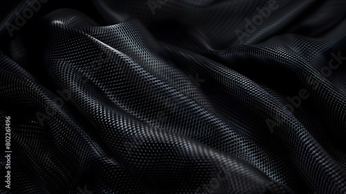 Black nylon fabric pattern texture background. Generative AI.