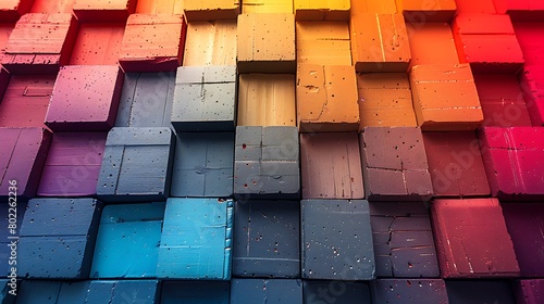 An engaging and dynamic pattern of gradient squares arranged in a grid, where each square fades from vibrant colors at one end to softer tones at the other.