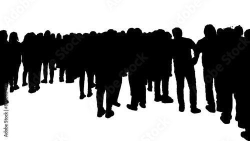 Back view shot crowd isolated graphic