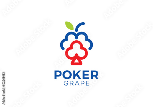simple modern grape with poker logo design