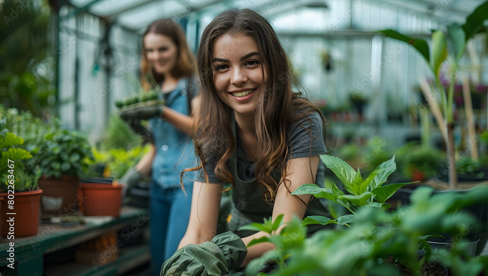 Obraz premium Success, agriculture and teamwork with a tablet in a greenhouse for plants or sustainability. Happy people with technology and fist bump to celebrate farm growth, agro business or quality control app