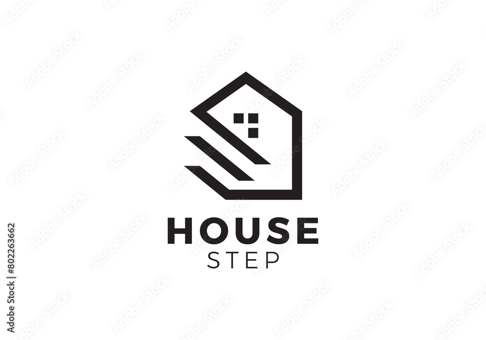 stairs with house logo. upstair home building vector design stairs with house logo. upstair home building vector design