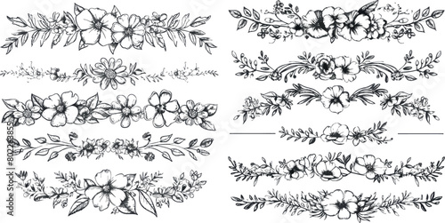 Hand drawn floral borders
