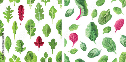 Green leaves for greengrocer shop pattern vector