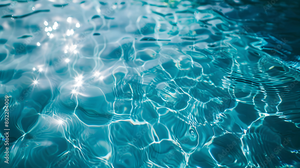 Clear water in swimming pool with ripple in clean aqua liquid. Summer wallpaper blue background. Generative AI. Clear water in swimming pool with ripple in clean aqua liquid. Summer wallpaper blue background. Generative AI.
