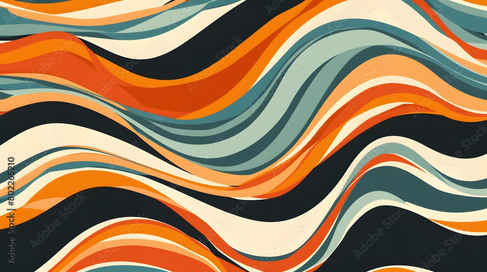 Curve lines ribbons wavy seamless pattern background. Generative AI. Curve lines ribbons wavy seamless pattern background. Generative AI.