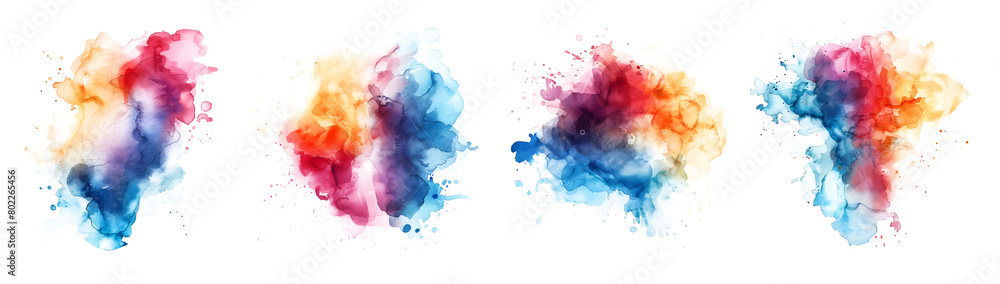 custom made wallpaper toronto digitalset of colorful watercolor stain isolated on white and transparent background