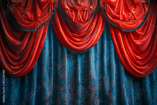 Luxurious Red Velvet Theater Curtains with Elegant Drapes photo