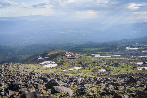 Wallpaper Mural View on a mountain tent camp set in the middle of highlands landscape, Mount Ararat in Turkey Torontodigital.ca