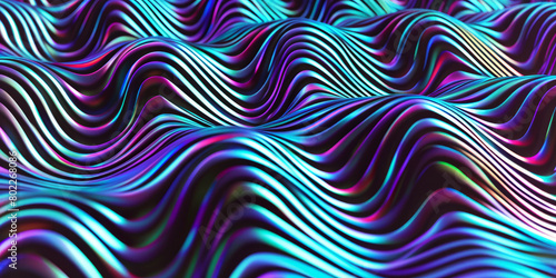 Vibrant Abstract Neon Waves Background in Purple and Blue Tones