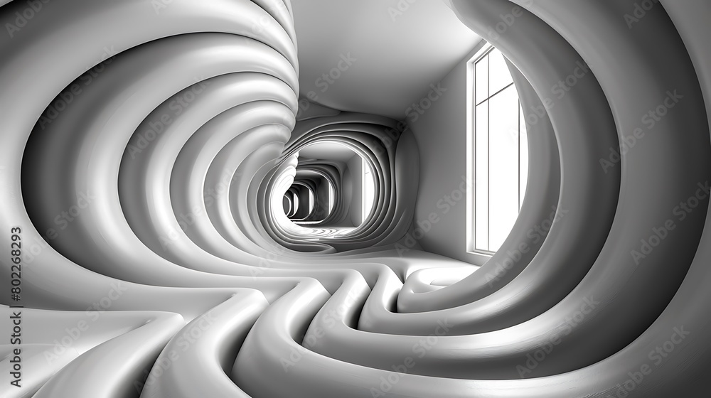 Fototapeta premium Experience an optical illusion that alters spatial perception, where geometric lines and angles are designed to create the effect of expanding and contracting spaces.