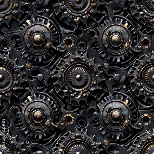 Wallpaper Mural Steampunk Machinery seamless pattern background Torontodigital.ca