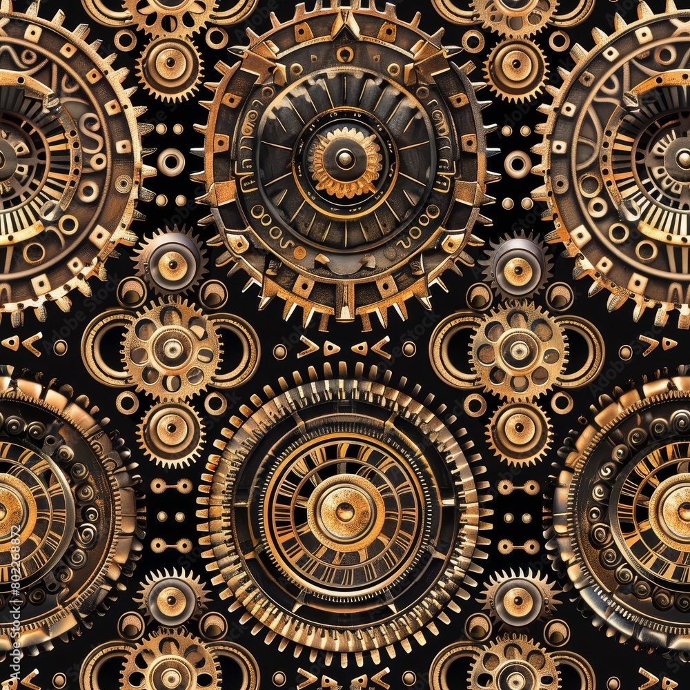 Steampunk Machinery seamless pattern background