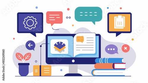 A personalized digital learning platform that incorporates specific accommodations for neurodivergent students such as texttospeech and adjustable. Vector illustration