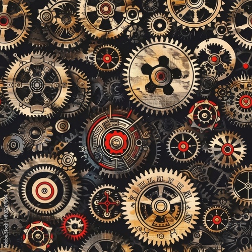 Wallpaper Mural Steampunk Machinery seamless pattern background Torontodigital.ca