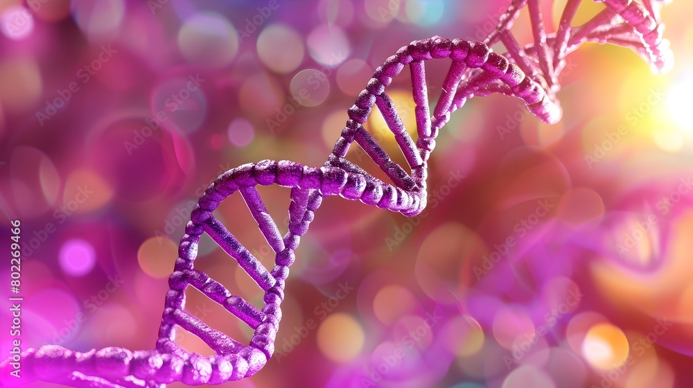 DNA Double Helix D Render on Vibrant Abstract Background for Website or Digital Display Generative ai