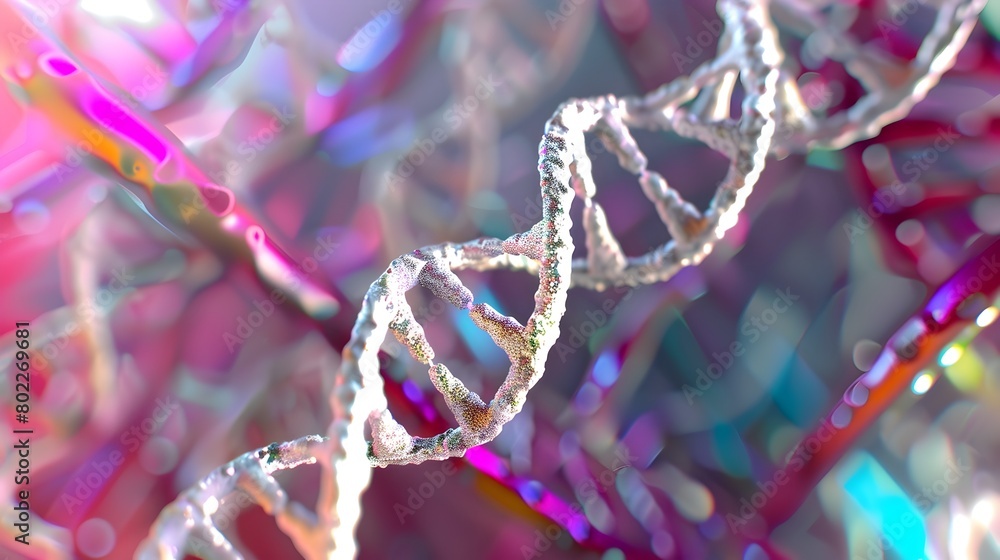 Vibrant D Rendered DNA Double Helix Abstract for Digital Media Generative ai