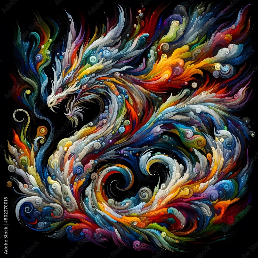 Fusion flare dragon Abstract Colorful Shape of vibrant hues and dynamic Background Fusion flare dragon Abstract Colorful Shape of vibrant hues and dynamic Background