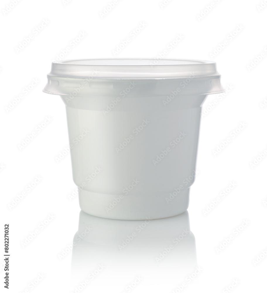 Plastic disposable jar isolated on white. Plastic disposable jar isolated on white.