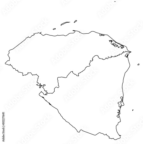 Outline of the map of Nicaragua  Honduras