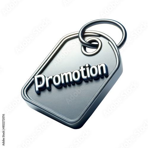 Metallic Promotion Tag with Keychain Design.