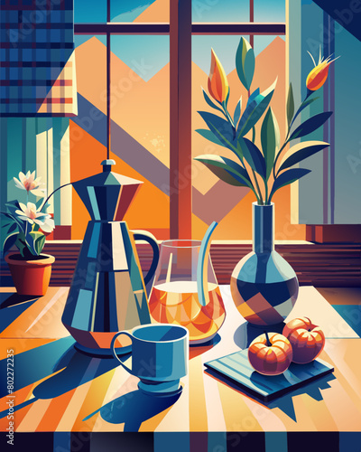 still life painting vector illustration