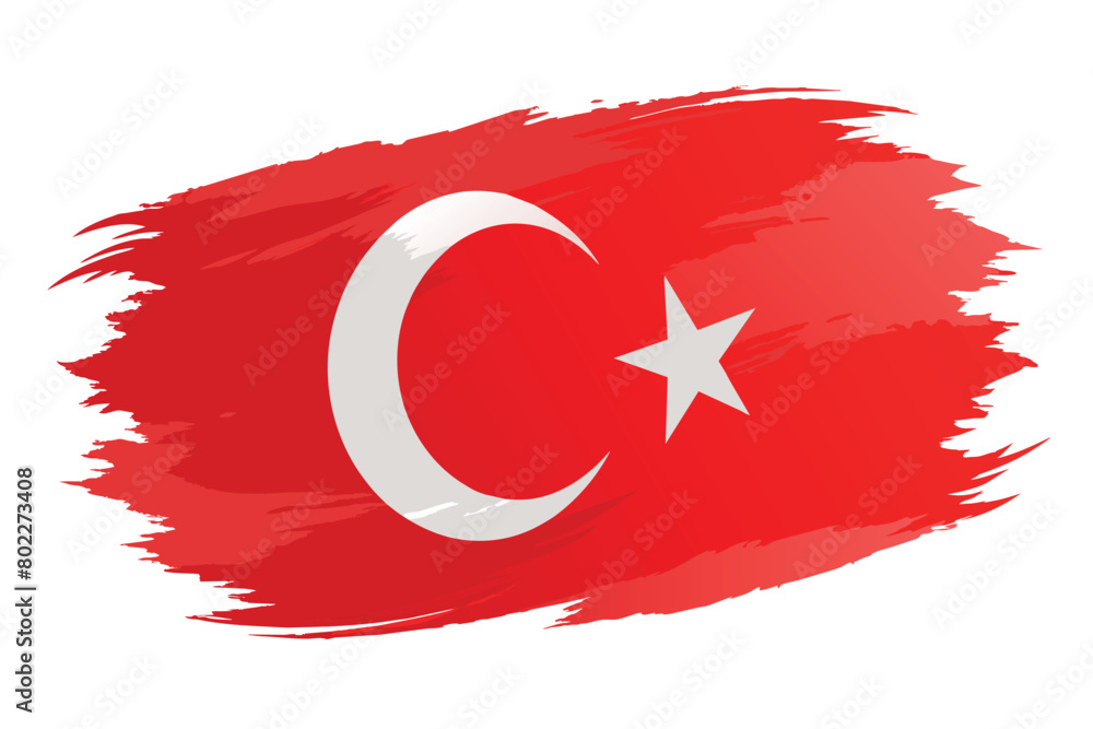 Obraz premium A red and white flag with a star and a crescent moon