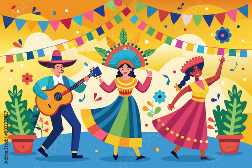 Ilustración vectorial colorida de celebración de Cinco de Mayo