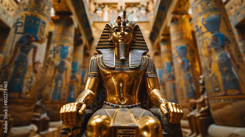 Egyptian Pharaoh Statue in Temple