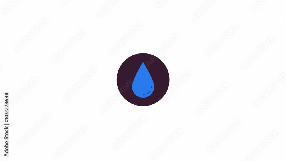 Water management line 2D icon animation. Rainy weather forecast. Purified water. Droplet sustainability flat color cartoon 4K video, alpha channel. Waterdrop animated element on white background Water management line 2D icon animation. Rainy weather forecast. Purified water. Droplet sustainability flat color cartoon 4K video, alpha channel. Waterdrop animated element on white background