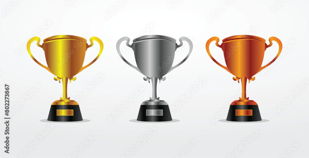 Vecteur Stock Gold silver bronze trophy cup realistic,1st, 2nd, 3rd ...